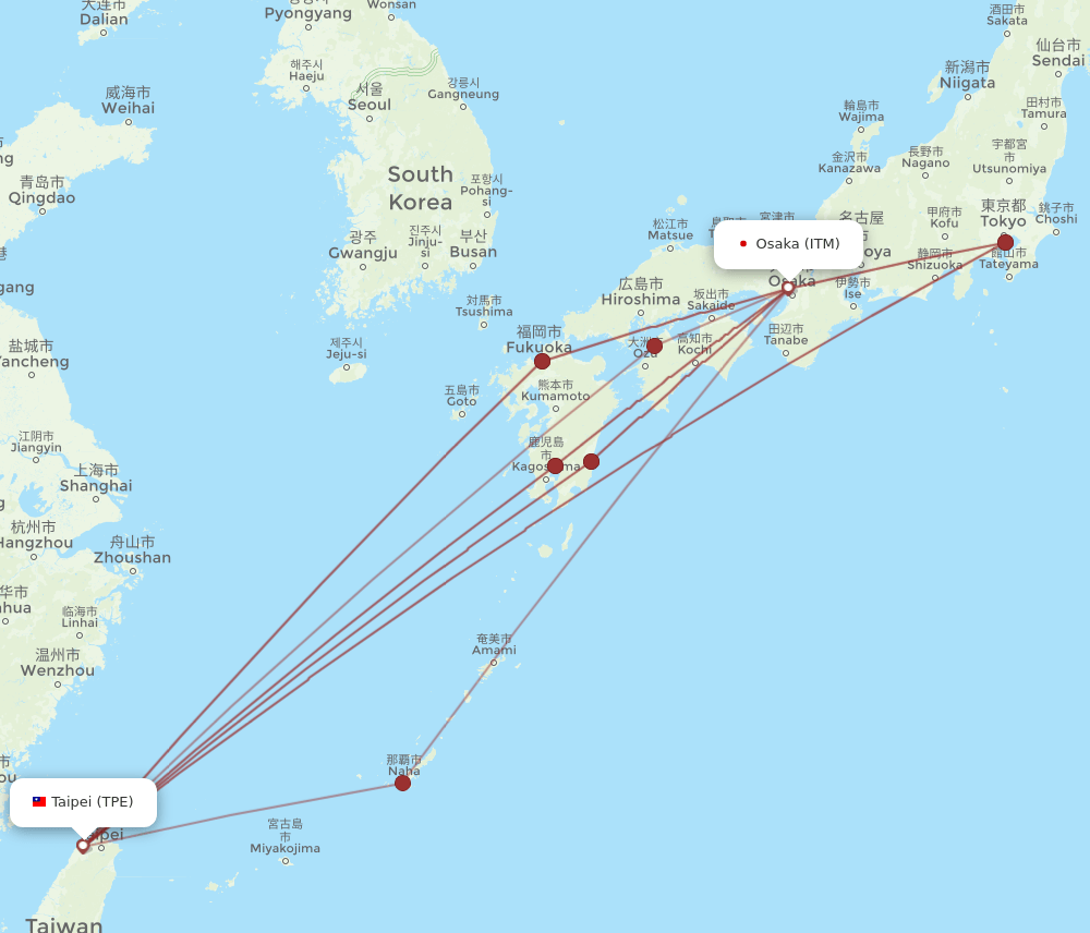 ITM-TPE flight routes