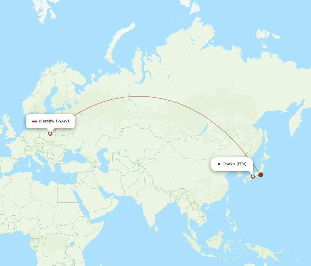 ITM-WAW flight routes
