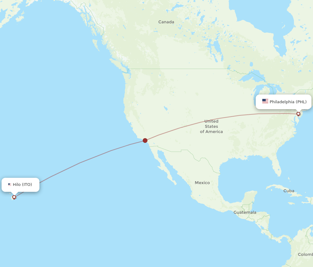 ITO-PHL flight routes