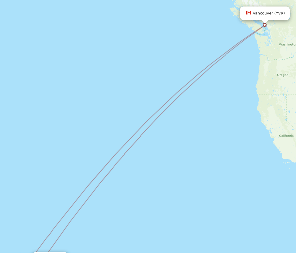 YVR to ITO flights and routes map