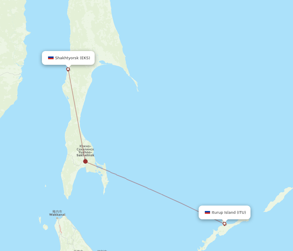 ITU to EKS flights and routes map