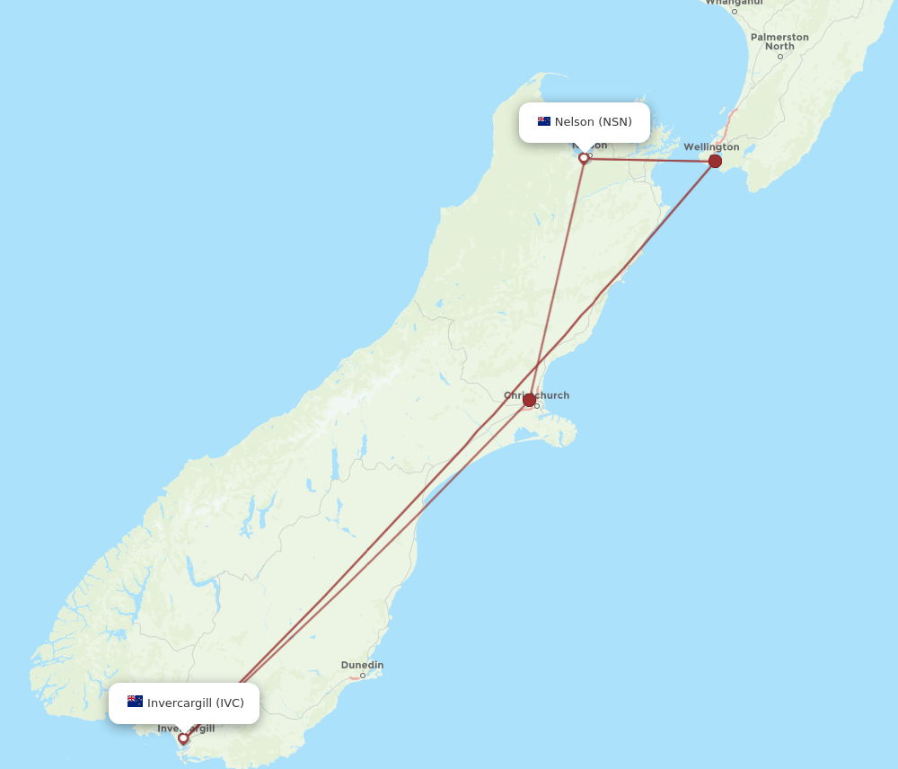 IVC-NSN flight routes