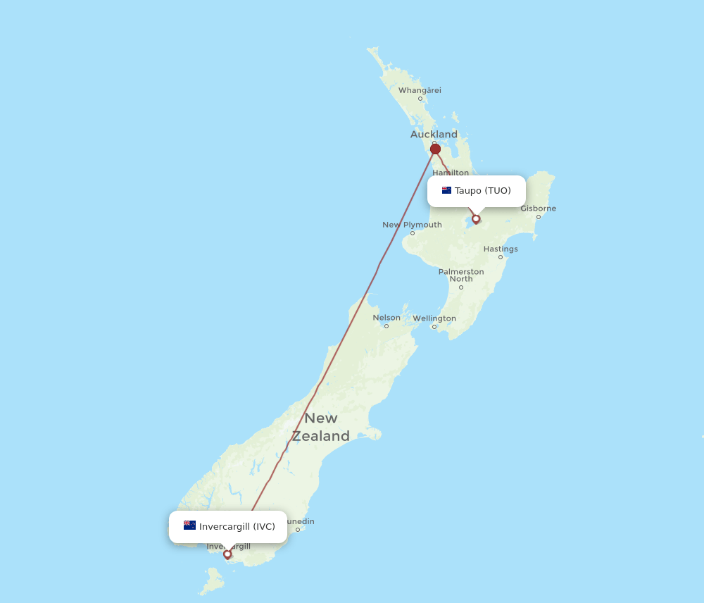 IVC-TUO flight routes