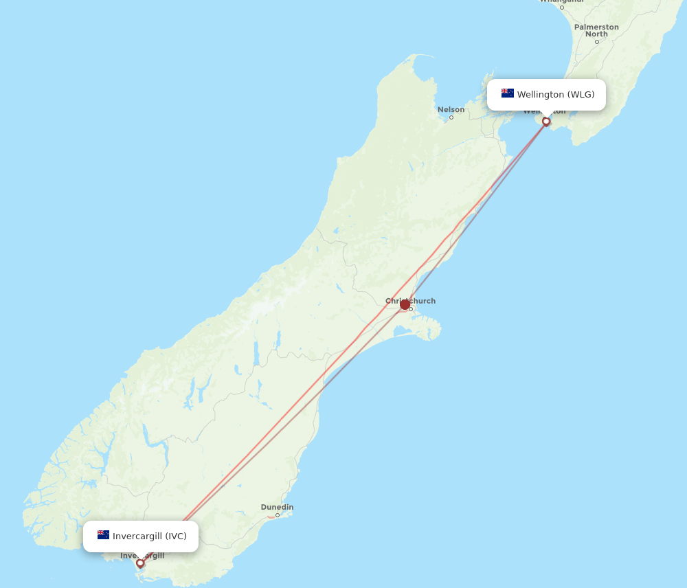 IVC-WLG flight routes