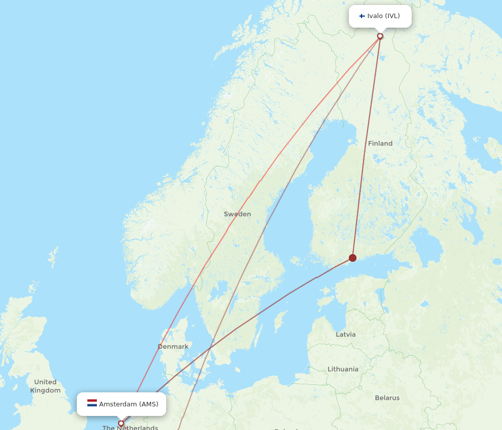 IVL-AMS flight routes