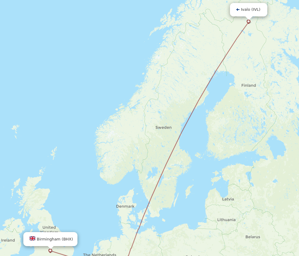 IVL-BHX flight routes
