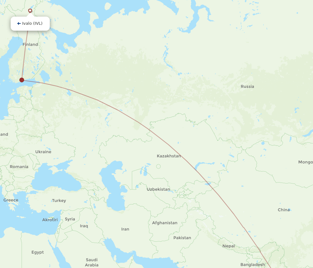 IVL to BKK flights and routes map