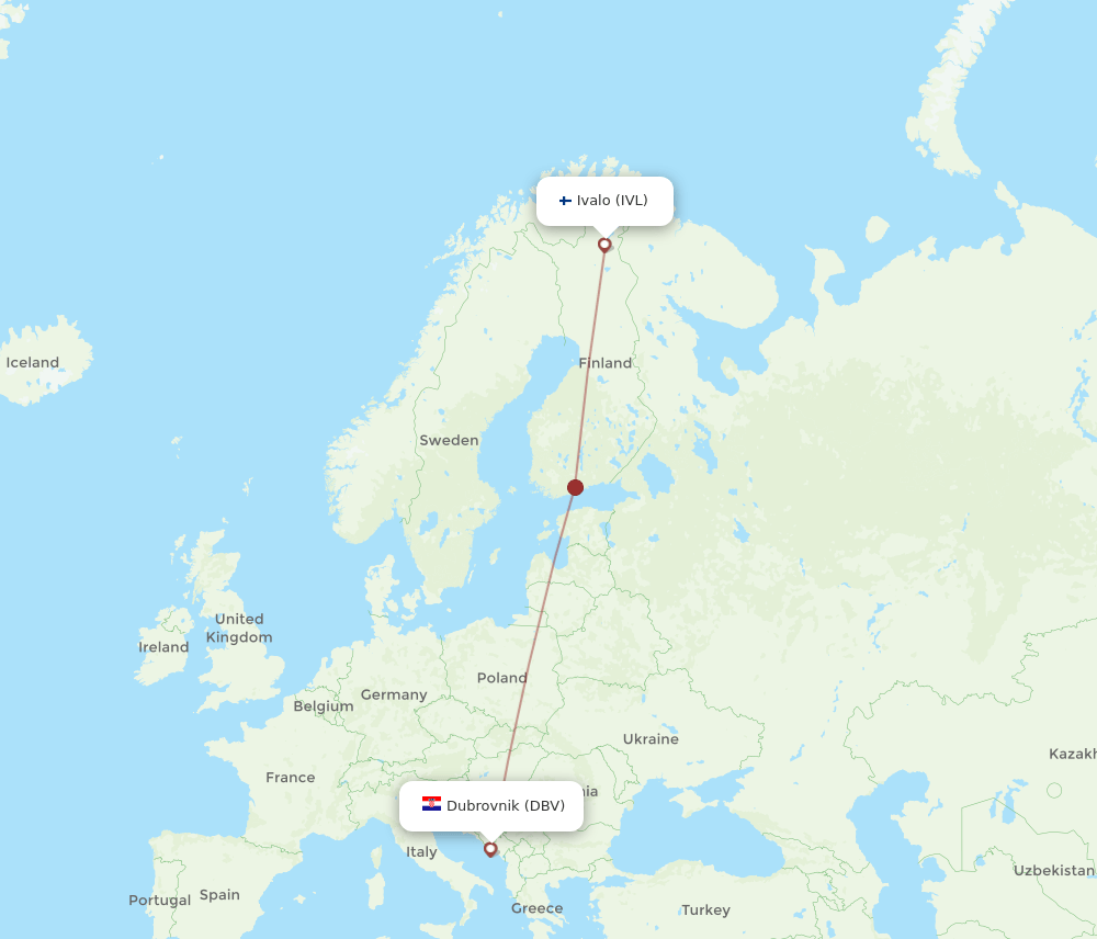IVL-DBV flight routes