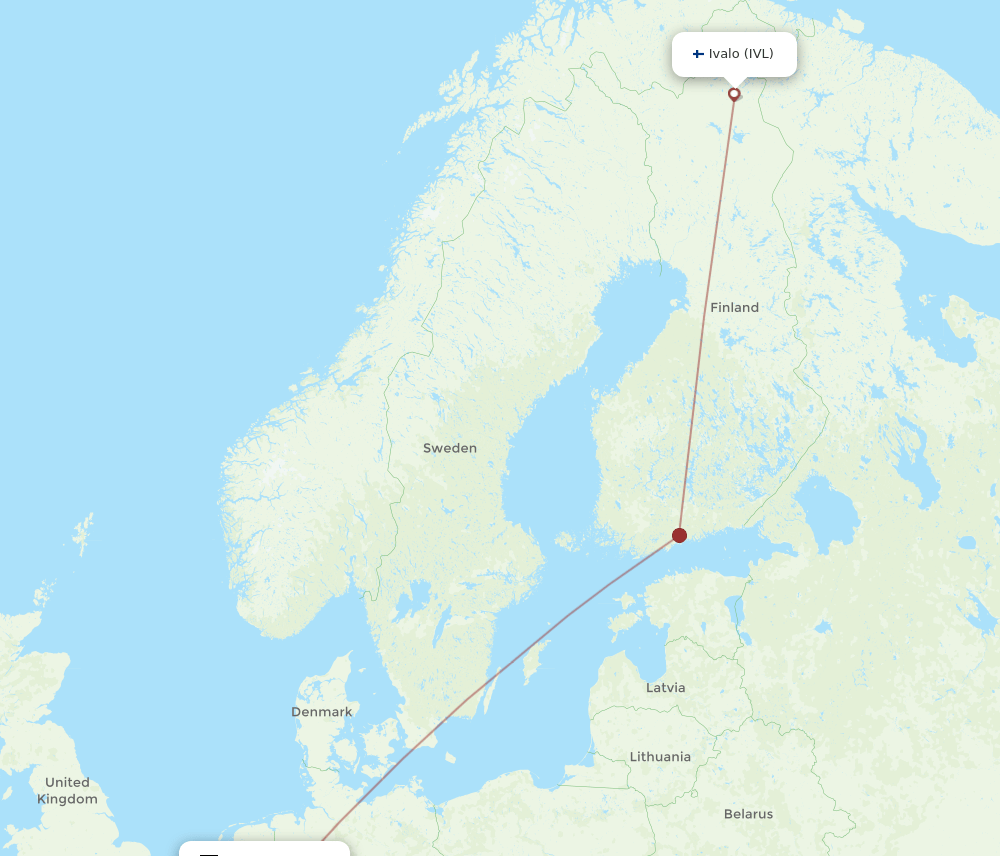 IVL-DUS flight routes