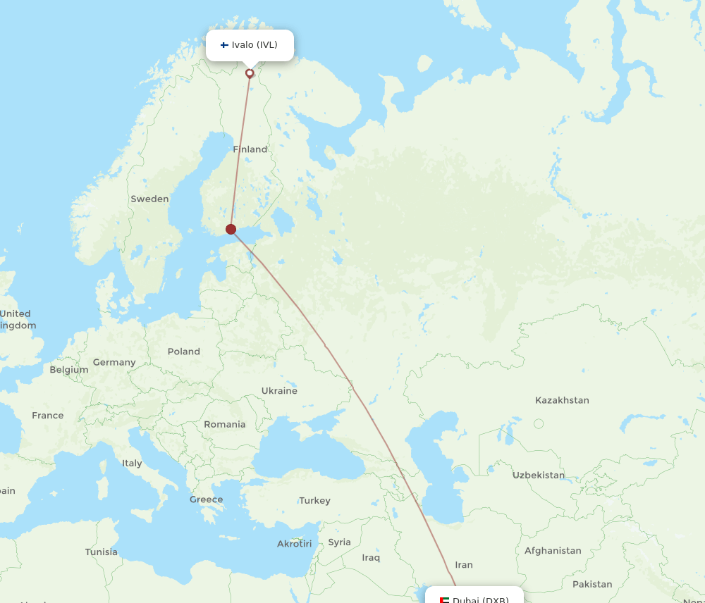 IVL-DXB flight routes