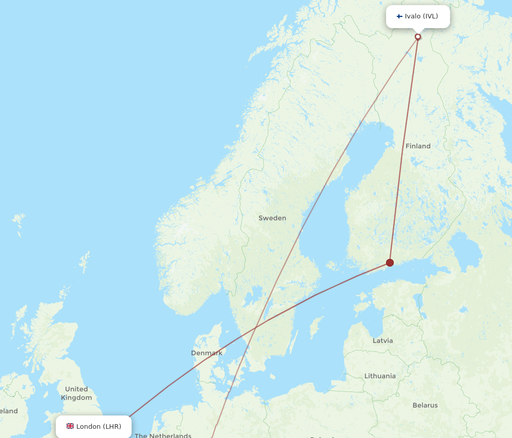 IVL-LHR flight routes