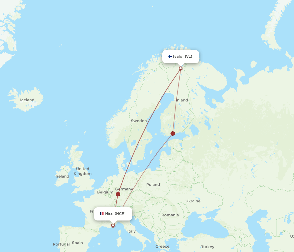 IVL-NCE flight routes