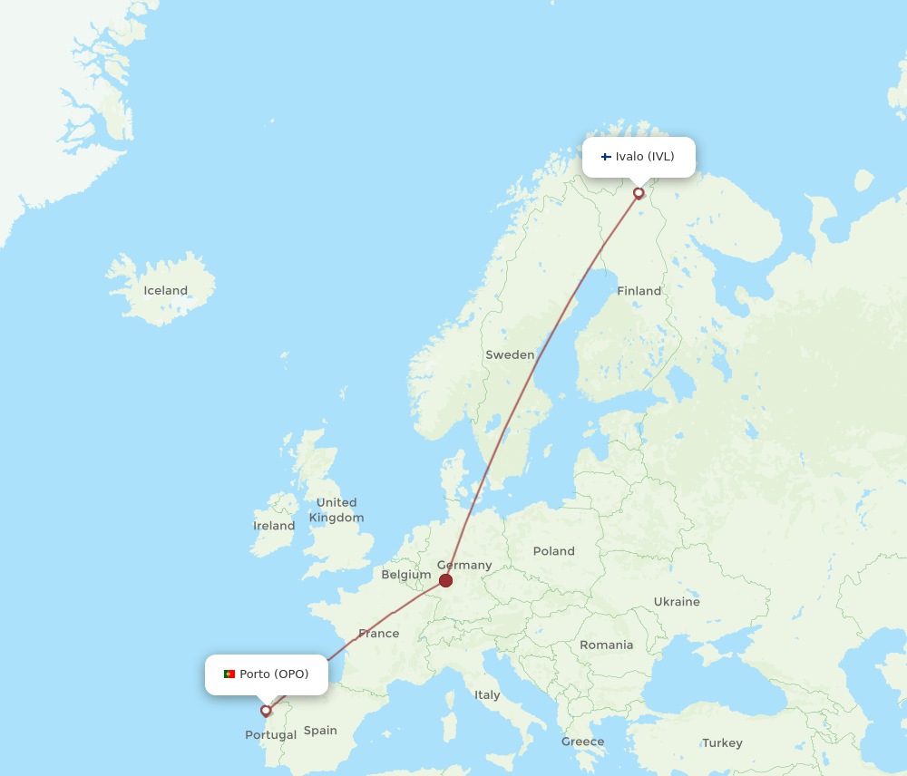IVL-OPO flight routes