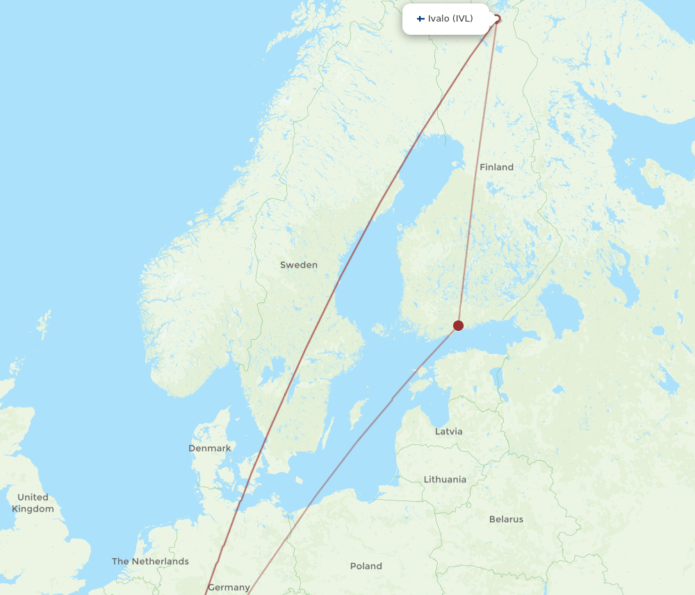Zurich - Ivalo route map and flight paths