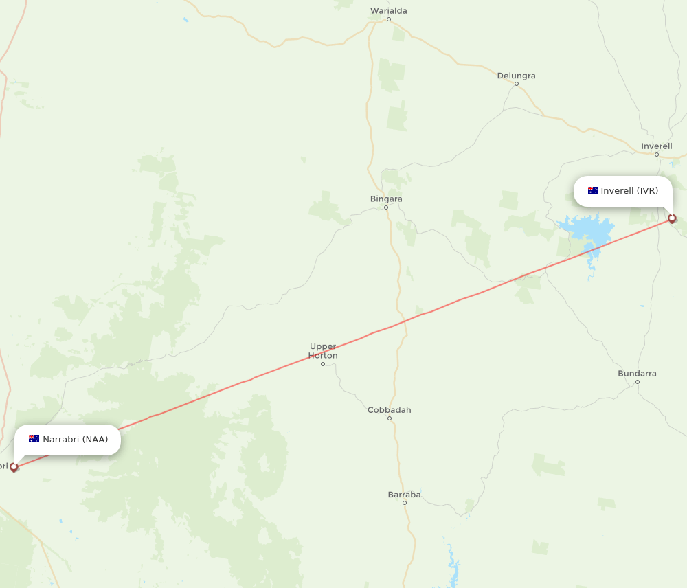 IVR to NAA flights and routes map