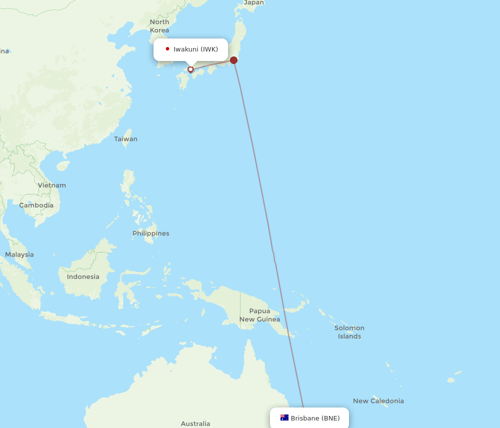 IWK-BNE flight routes