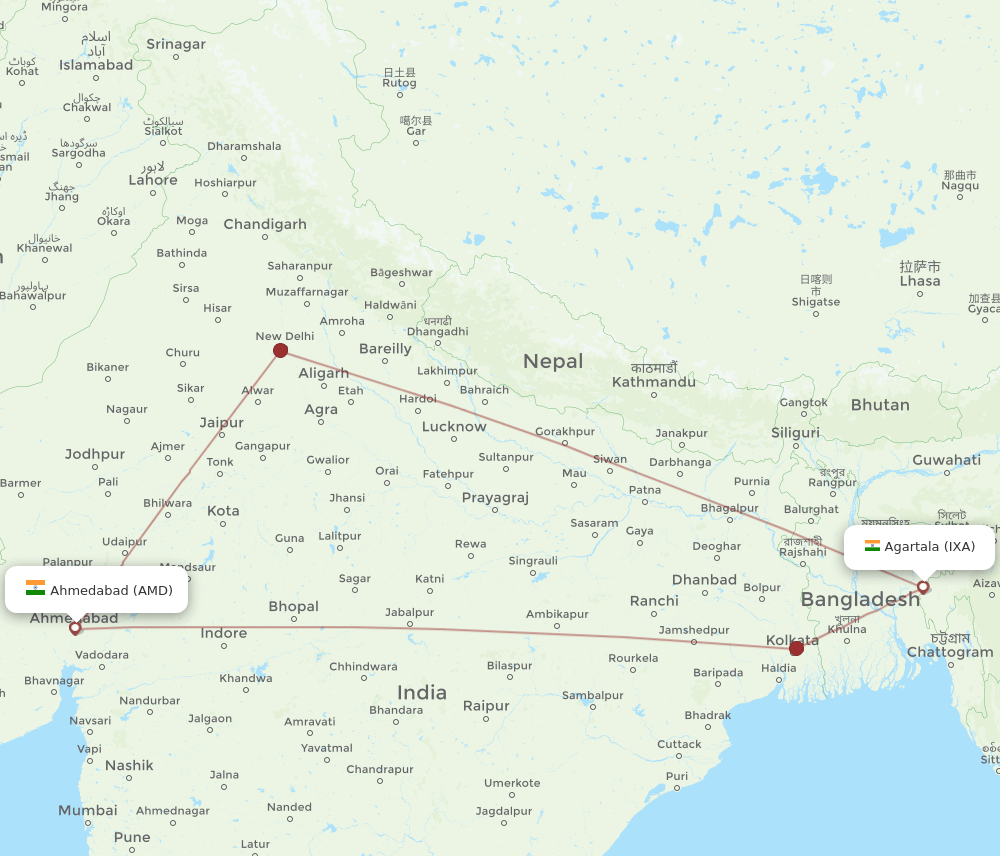 IXA-AMD flight routes