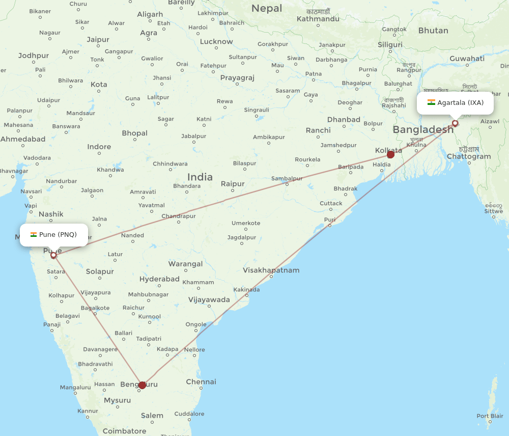 IXA-PNQ flight routes