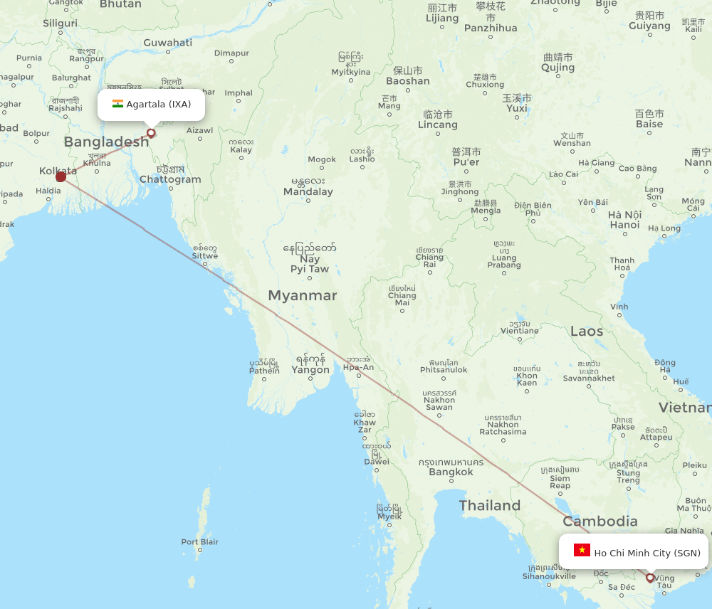 IXA-SGN flight routes