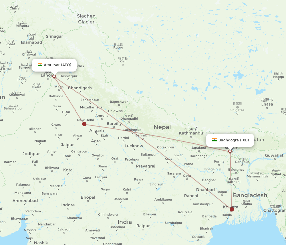 IXB-ATQ flight routes