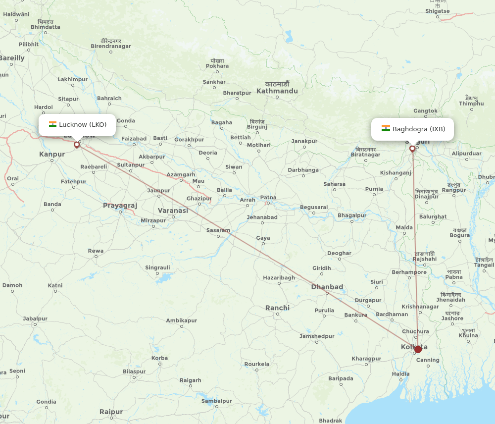 IXB-LKO flight routes