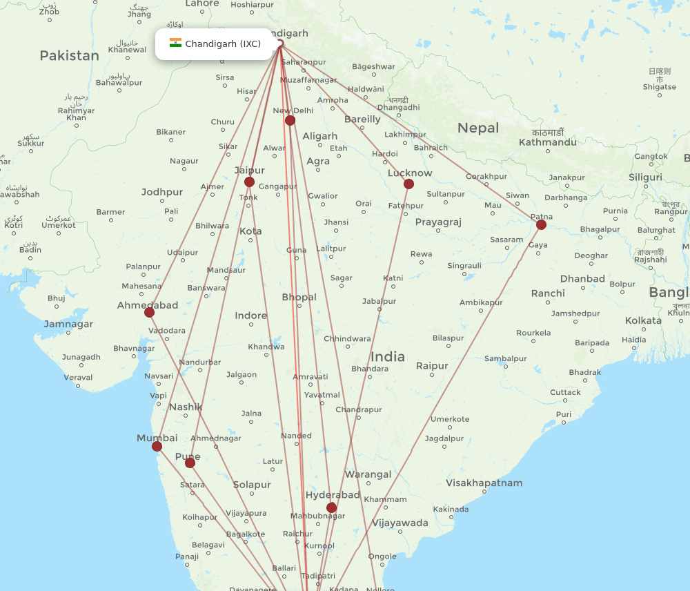 IXC-BLR flight routes