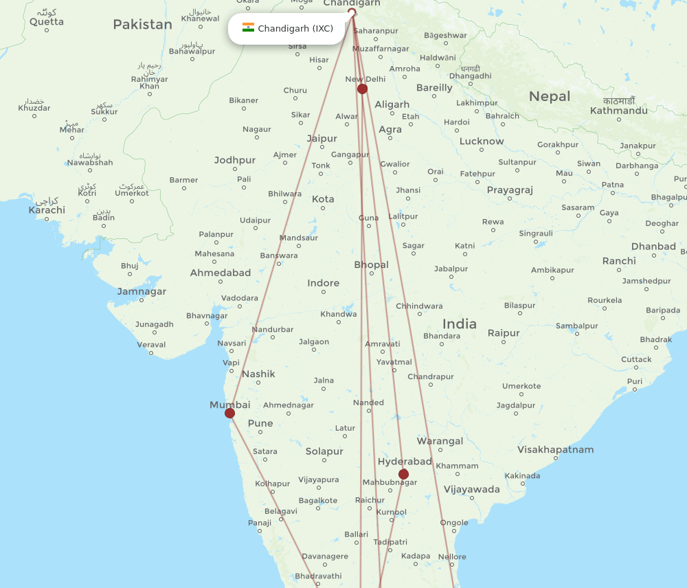 IXC-CJB flight routes