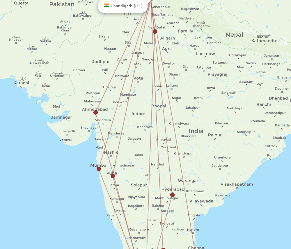 IXC-COK flight routes