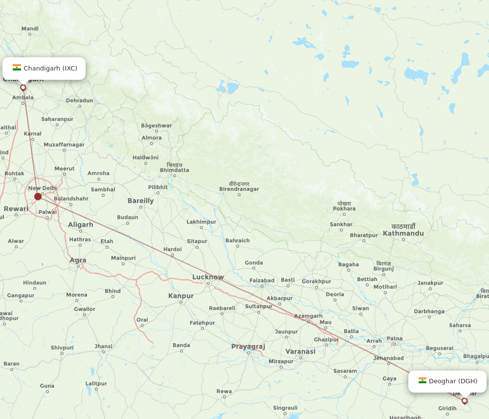 IXC-DGH flight routes