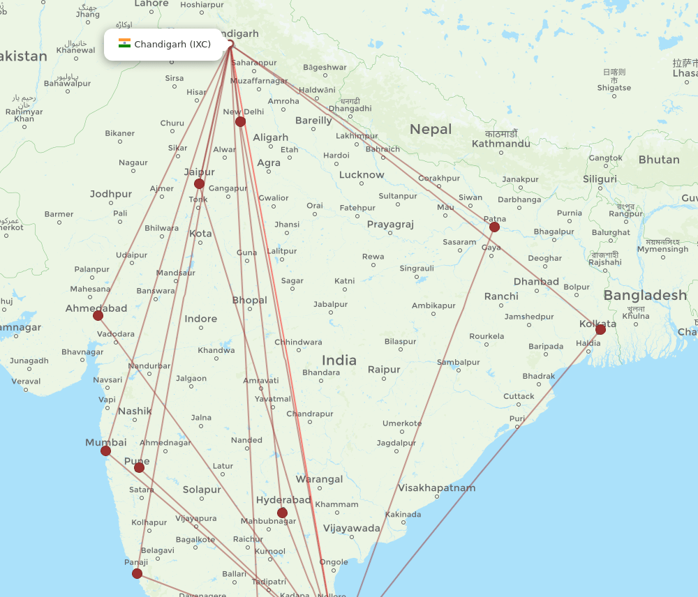 IXC-MAA flight routes