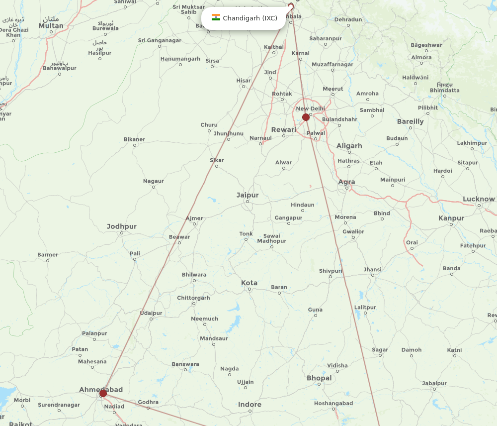 IXC to NAG flights and routes map
