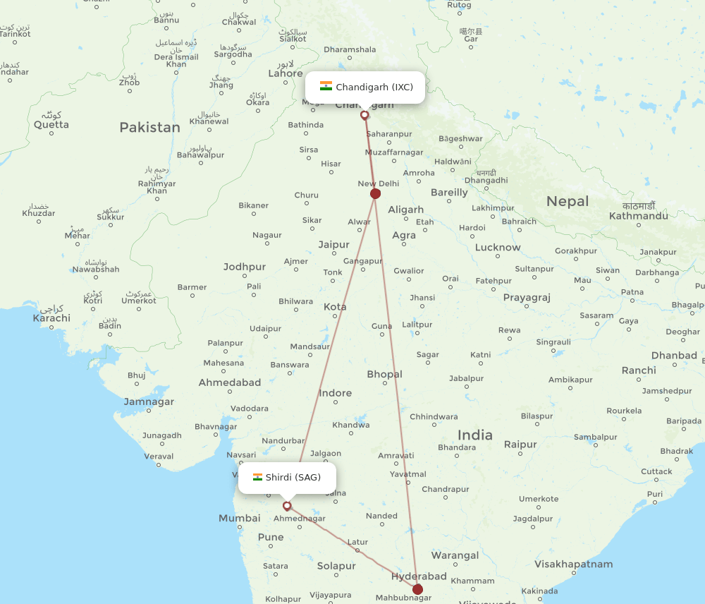 IXC-SAG flight routes