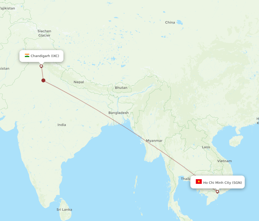 IXC-SGN flight routes