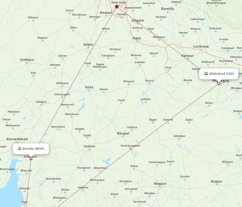 IXD-BDQ flight routes