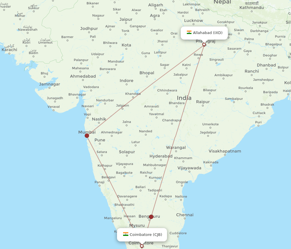 IXD-CJB flight routes