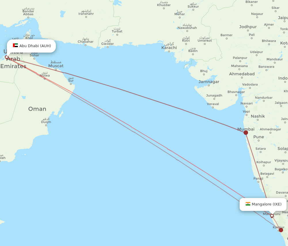 IXE-AUH flight routes