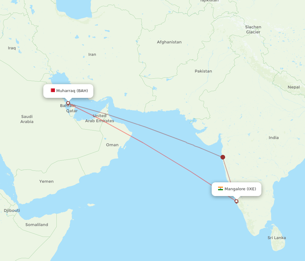 IXE-BAH flight routes