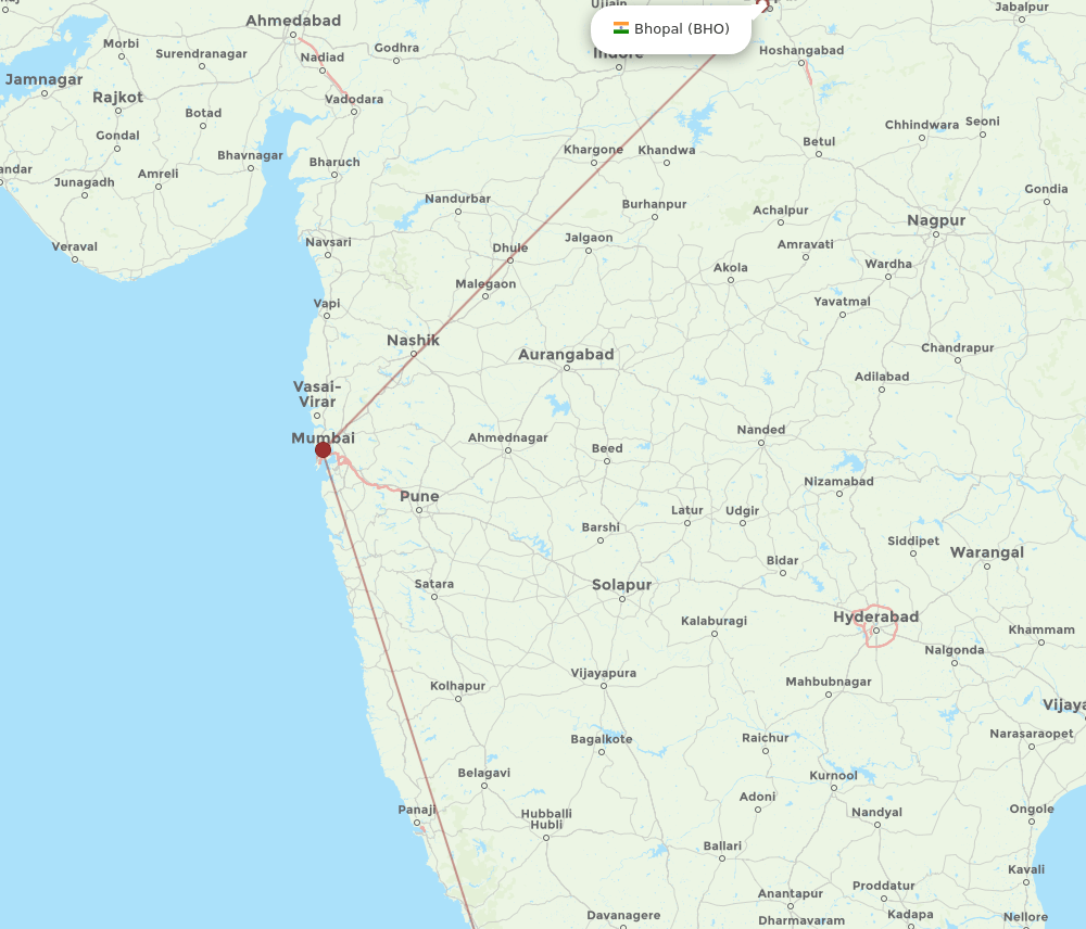 IXE to BHO flights and routes map