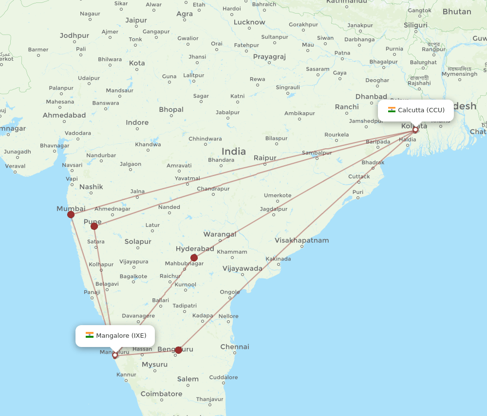 IXE-CCU flight routes