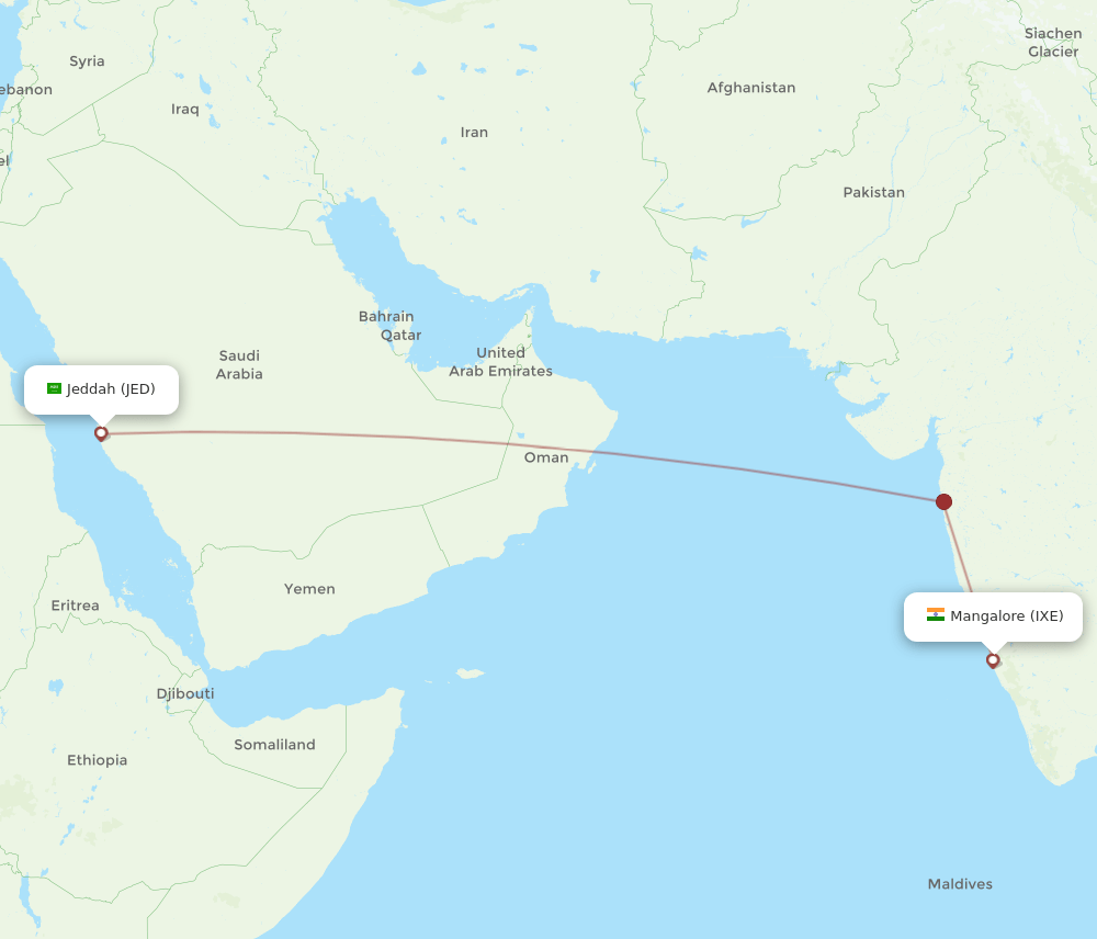 IXE to JED flights and routes map