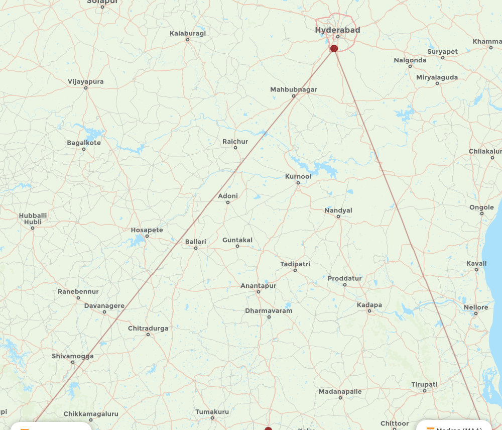 IXE-MAA flight routes