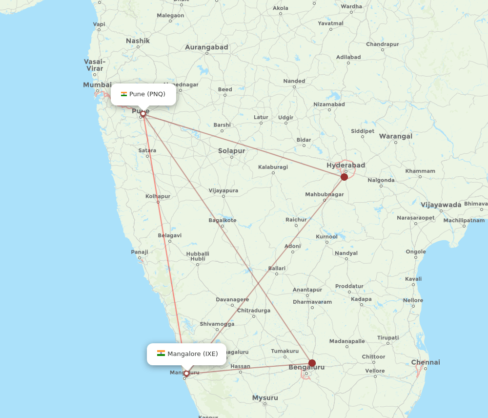 IXE-PNQ flight routes