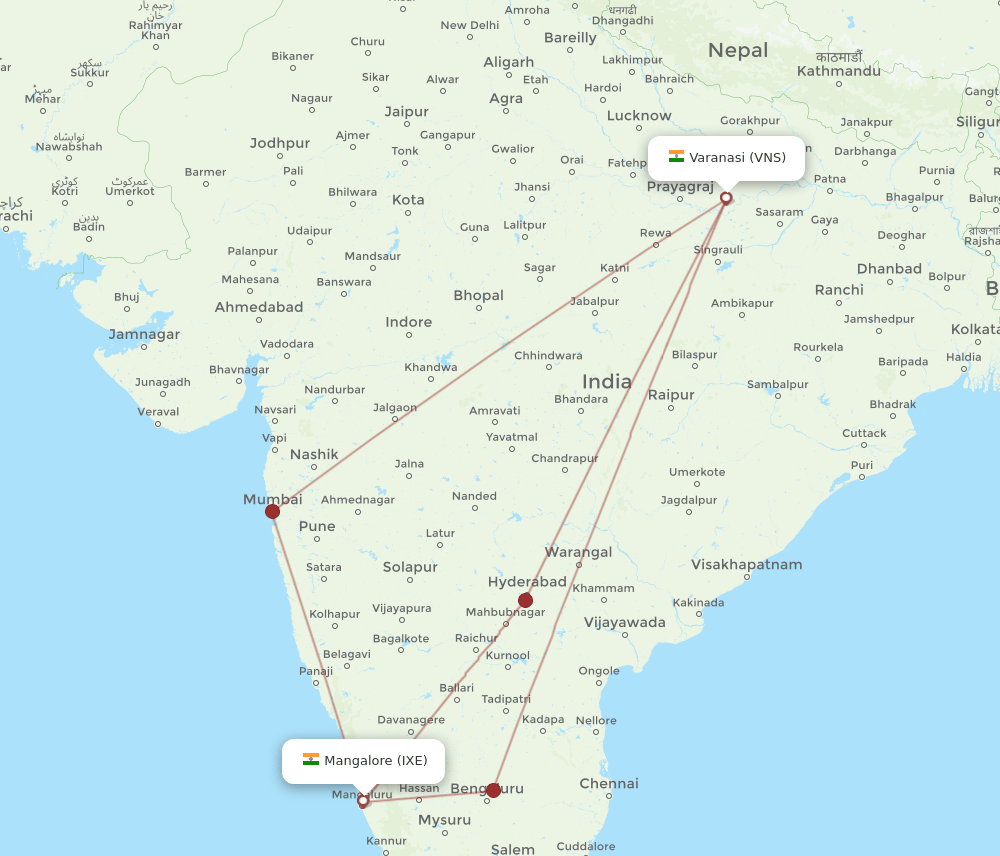 IXE-VNS flight routes