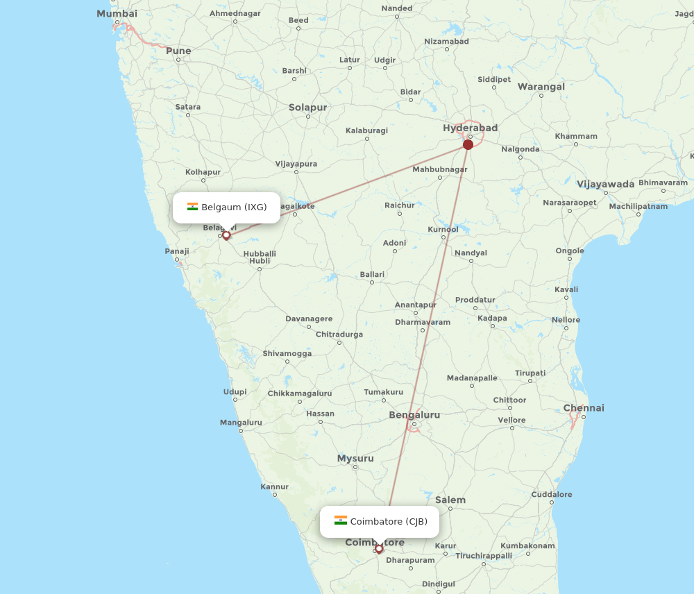IXG-CJB flight routes