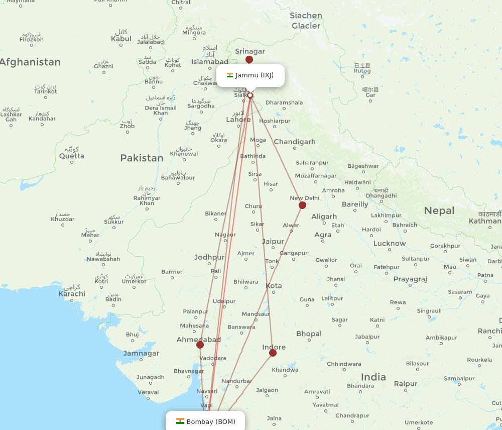 IXJ-BOM flight routes