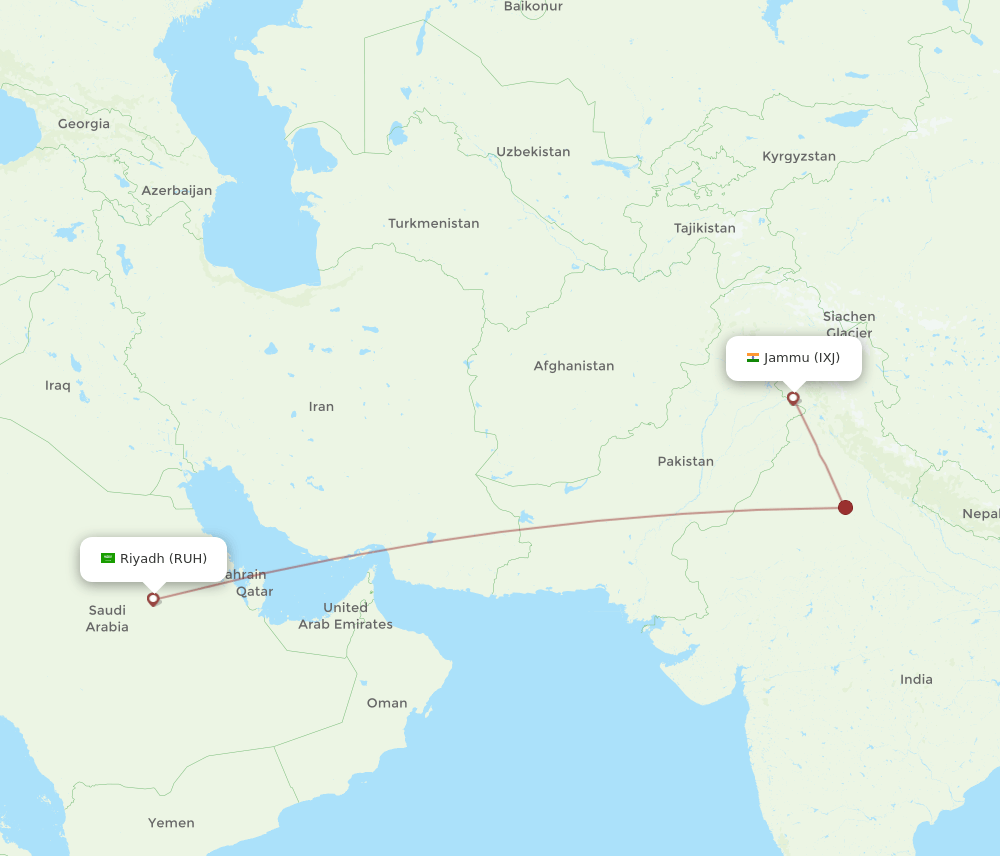 IXJ-RUH flight routes