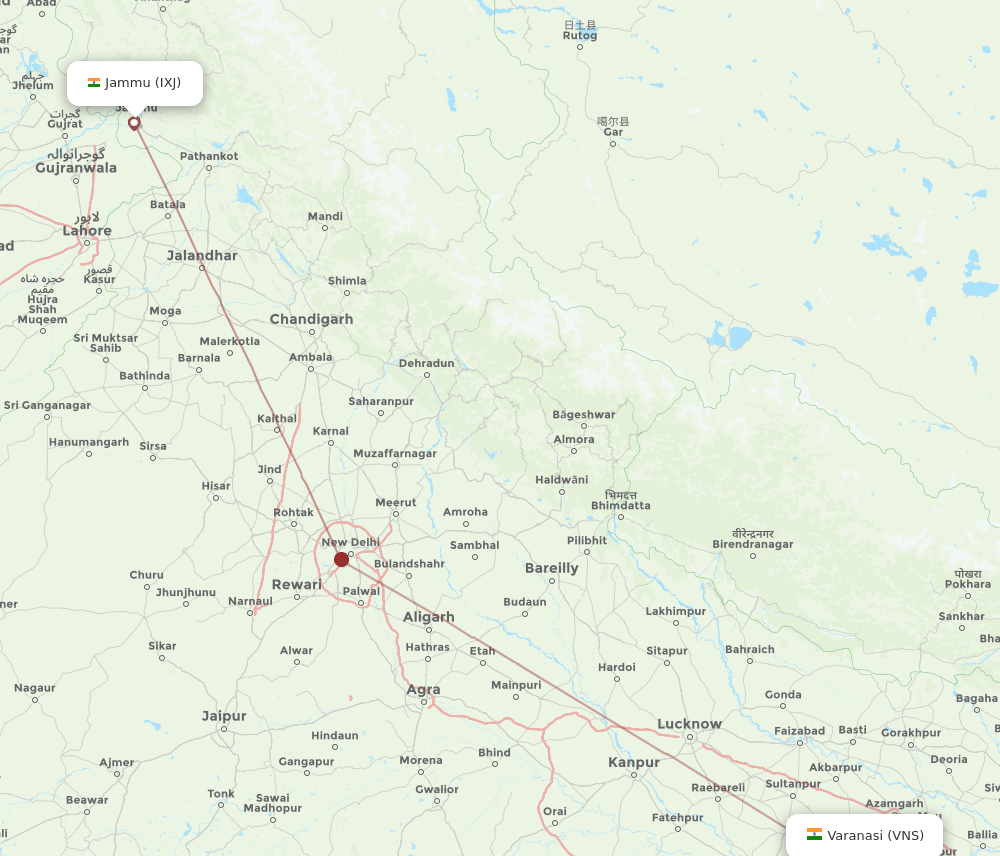 IXJ-VNS flight routes