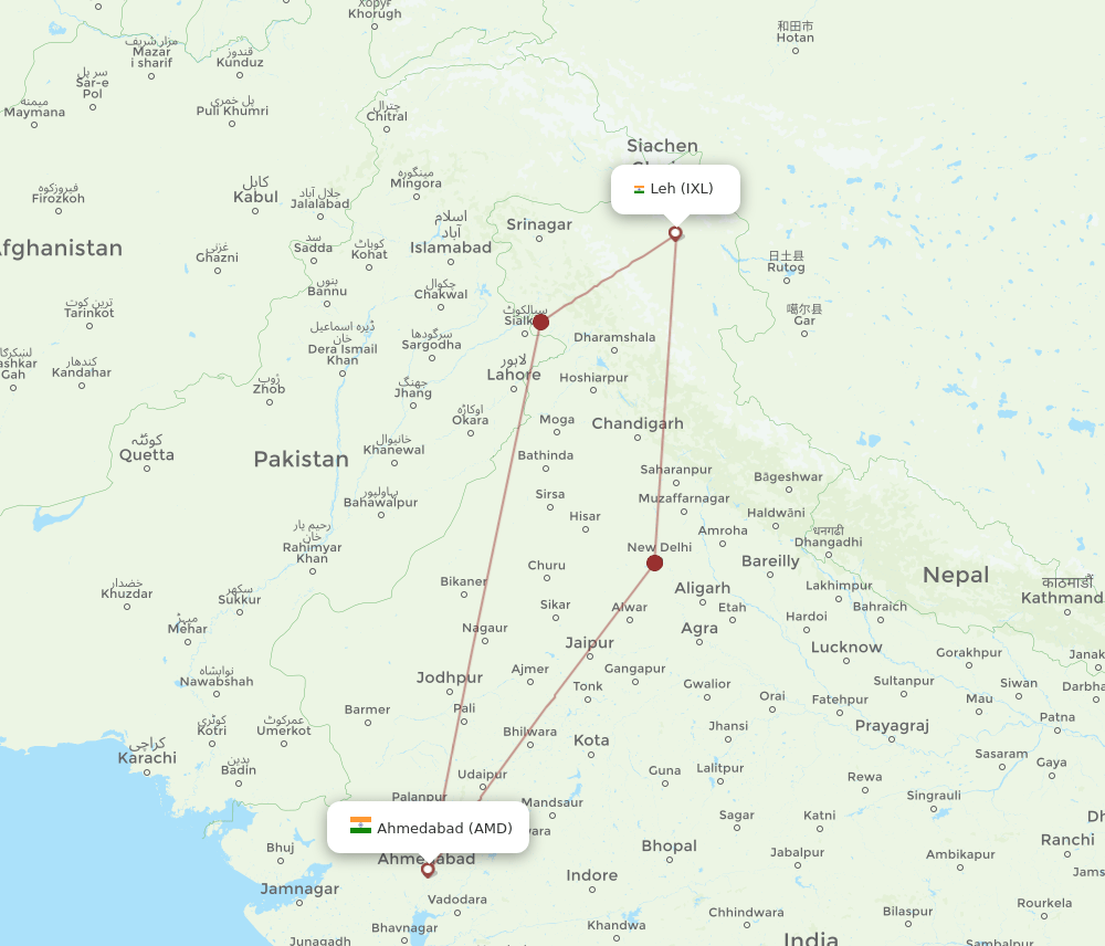 IXL-AMD flight routes