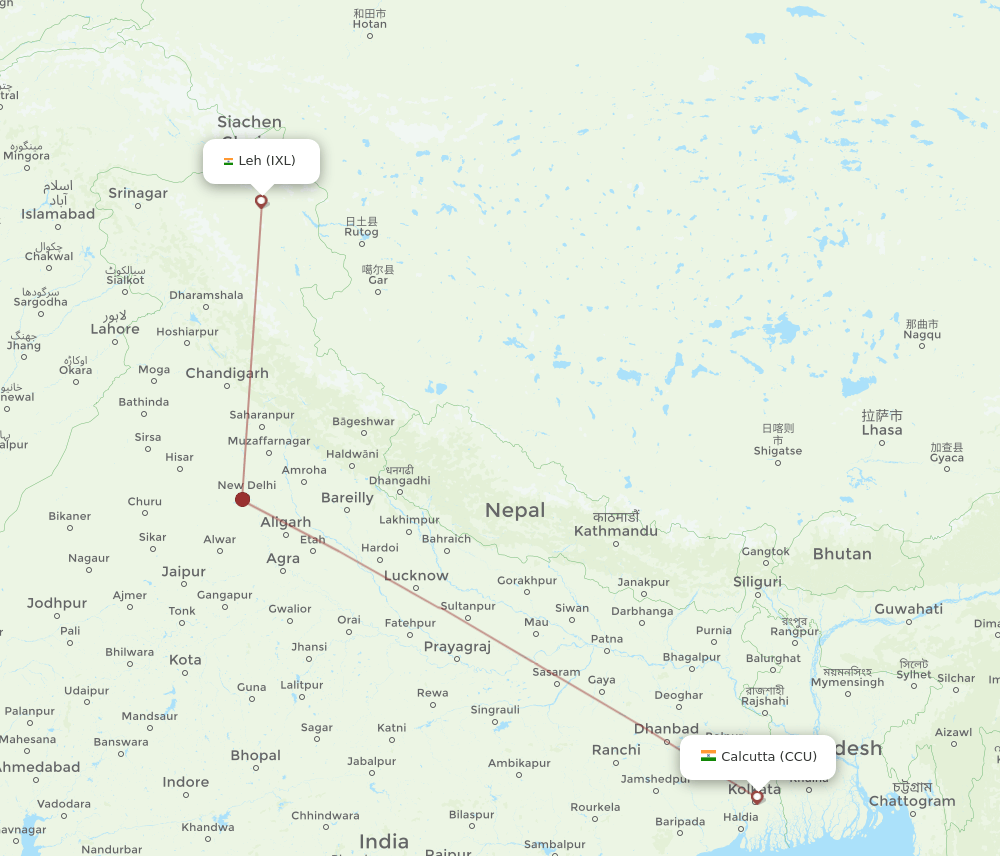 IXL-CCU flight routes