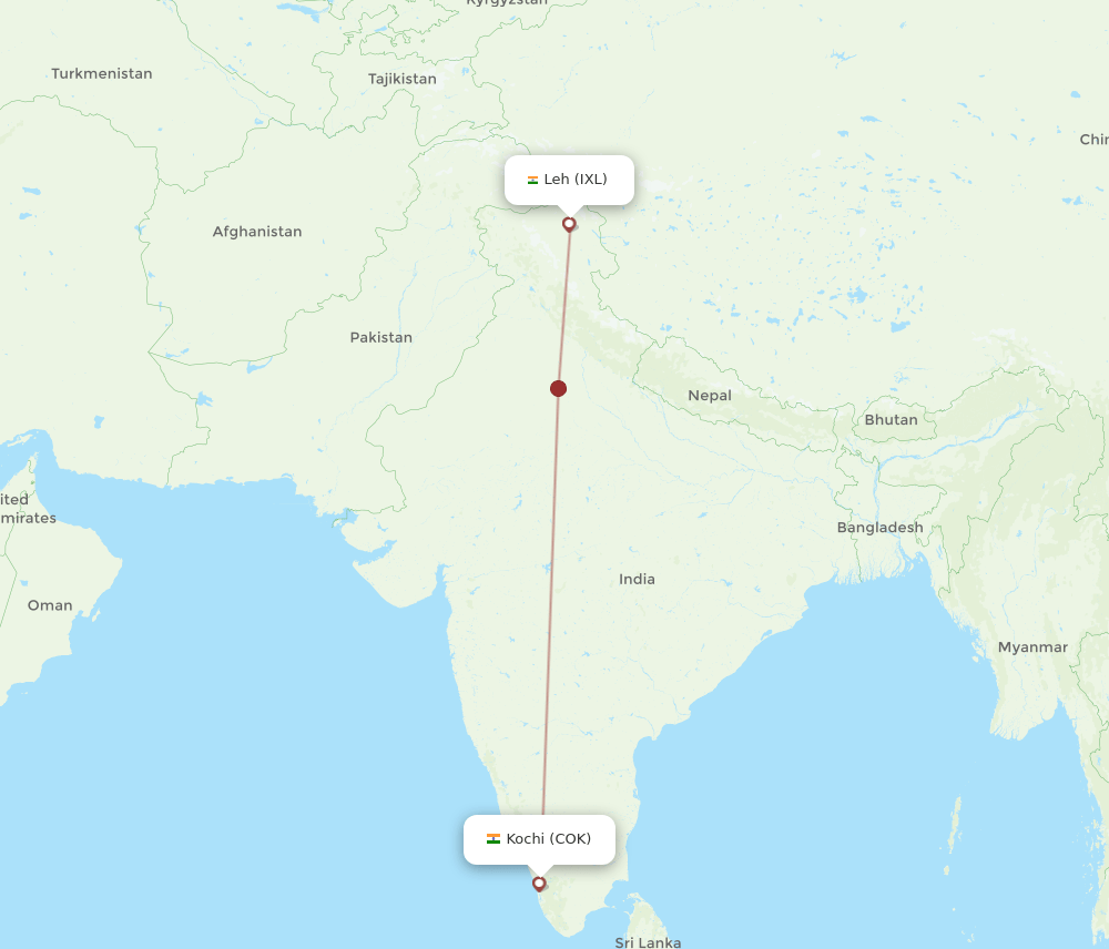 IXL-COK flight routes